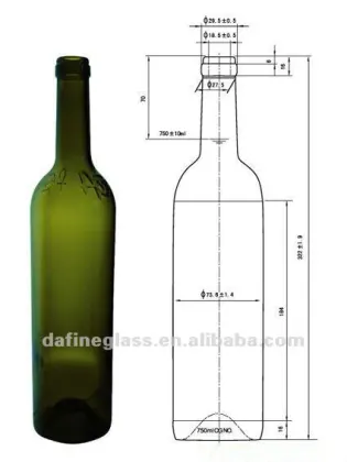 750ml dark green brandy Wine Bottle dark green oil bottle