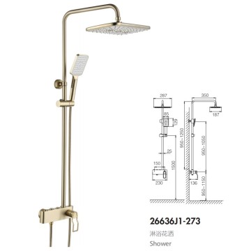 Gold Exposed Shower system with shower head