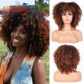 Short Curly Afro Wigs with Bangs for Women