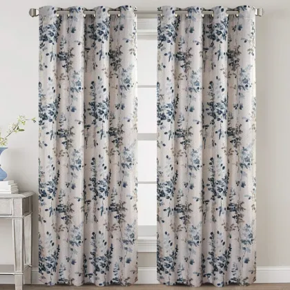Classical Ink Painting Floral Printed Curtain Drapes