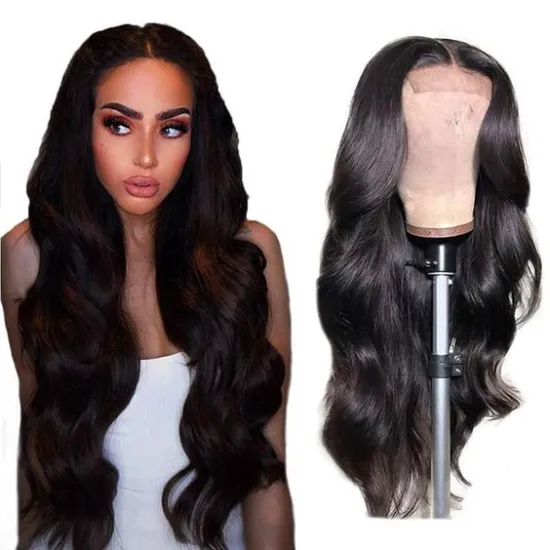 SPARK 4x4 Transparent Lace Closure Wigs Body Wave Virgin Human Hair Black Wigs