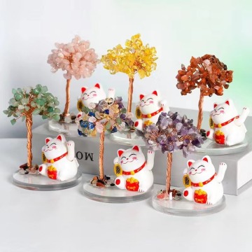 Lucky Cat Money Tree Feng Shui Ornament