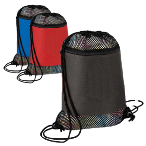 Nylon drawstring swimming bags with mesh