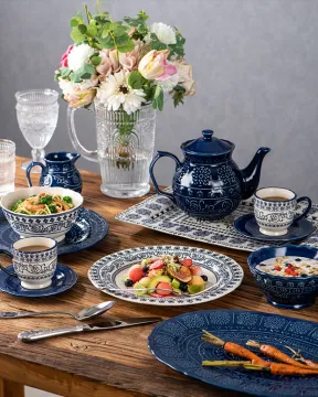 2021New style Embossed Wholesale Stoneware Dinner Set