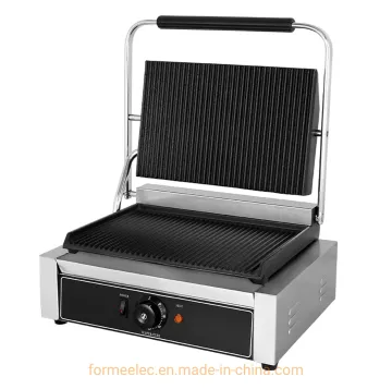 Single Head Electric Griddle Electric Grill Eg-811e Full Grooved Single Plate Panini Grill
