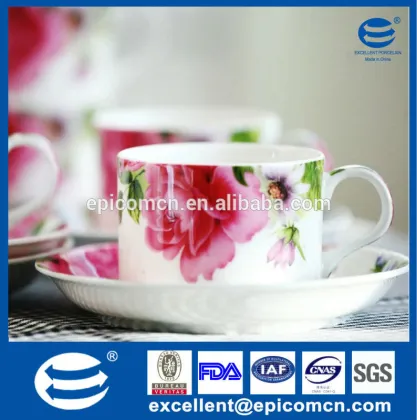 roses decal fine porcelain tea set for 6 people
