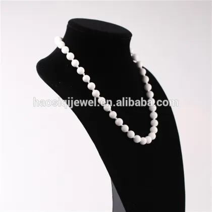 popular jewelry 10mm white porcelain beads necklace with electroplating platinum lobster clasp