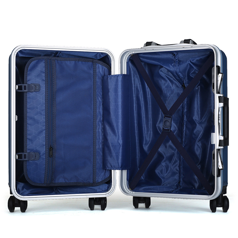 ABS PC aluminum frame blue trolley luggage 6