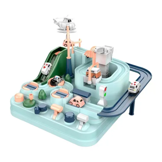 City Rescue: Kids' Educational Slot Railway Vehicle Parking Lot and Track Race Car Adventure Toy