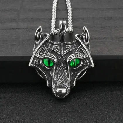 Norse Vikings Pendant Necklace - Wolf Head Jewelry
