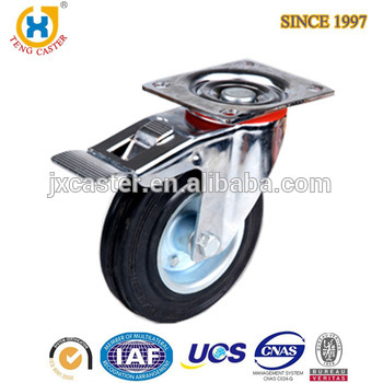 5 "Rubber Wheel Top-plate Brake Caster Wheel,Rubber wheel caster