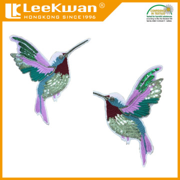 colorful sequined bird patch sweater decoration applique vintage embroidered birds