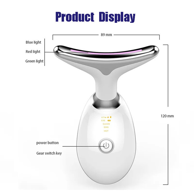 3 Color Vibration Facial Neck Skin Tightening Massager