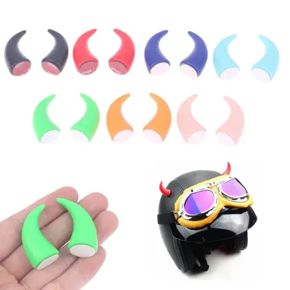 2Pcs Silicone Motorcycle Helmet Stickers - Devil Horn Cat Decoration for Helmets