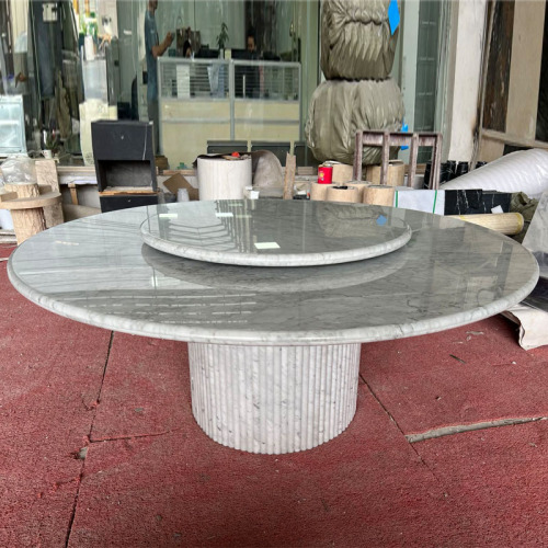 Minimalist White Marble Round Dining Table