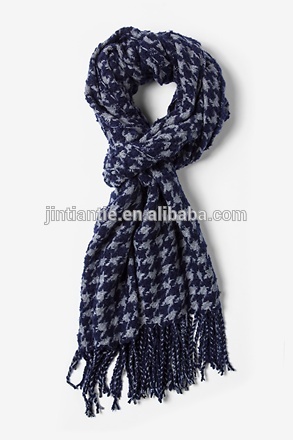 100% wool fashion classical houndstooth long scarfs with tassel 2016