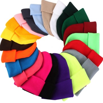 Custom Solid Color Winter Beanie Knit Hat Adults