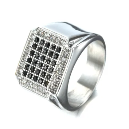 Fashion custom silver square diamond ring