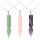 Natural Gemstone Cone Pendant Necklace Healing Crystal Quartz Reiki Chakra Gem Stones 18 Inch Women Girls Men Birthday Gifts