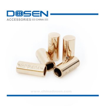 Shiny Gold Custom Engraved Logo Letters Metal Cord End Thread End Elastic Cord Locks for Hoodies Blazers Clothing Apparel Bags