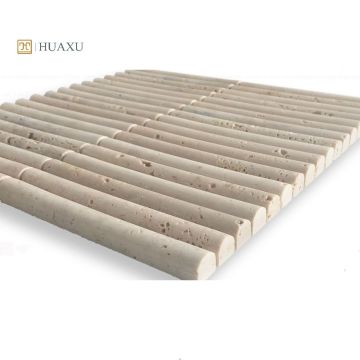 Huaxu Customized Modern Round-Edged Fluted Cream Travertine Strip Tiles