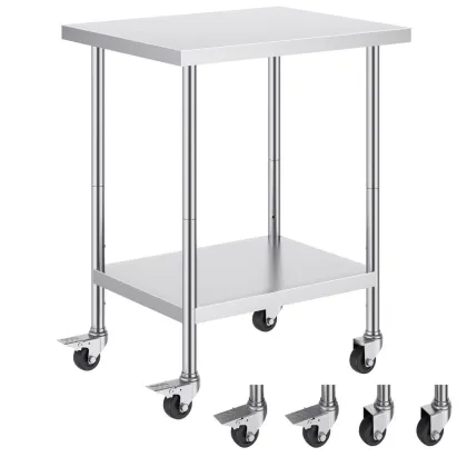 Stainless steel kitchen work tables on wheels