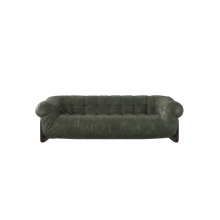 YUANF SERIES Light Walnut Mid Century Leather Sofa