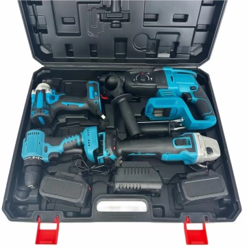 Professional 4-Piece Cordless Power Tool Kit with Lithium Battery, featuring Hammer Drill, Wrench, Angle Grinder - OEM Supported