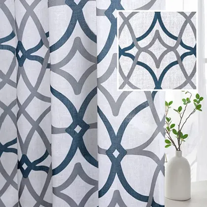 Polyester Linen 2 Panels Sheer Textured Flax Curtain