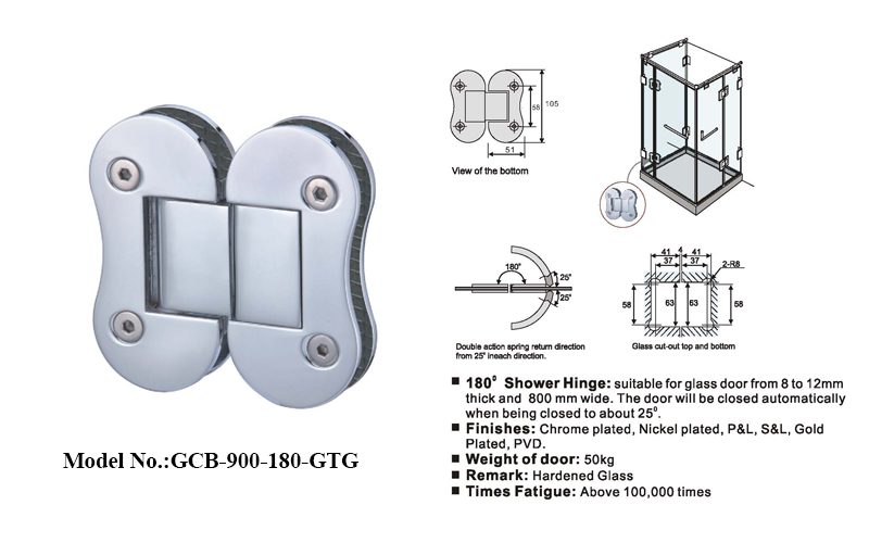 Robust Shower Room Door Hinges 180°