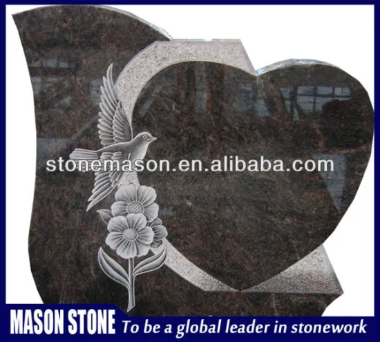 Heart design flying bird engrave headstone