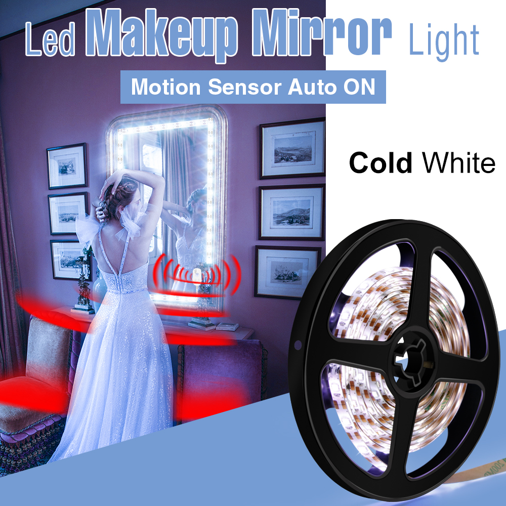 1M-5M Makeup Mirror Light Led Motion Sensor Lamp USB 5V Dressing Table Bathroom Lamp Tape Led Vanity Mirror Make Up Light Strip
