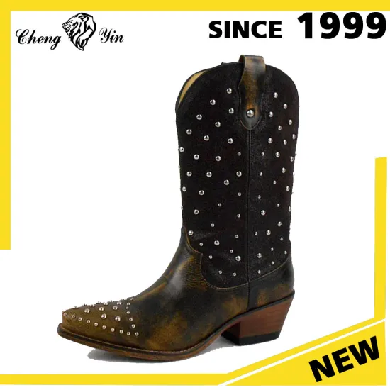 Mexican wholesale stylish western leather cowboy boots for women