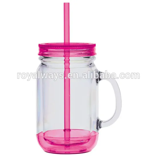 20OZ double wall plastic mason drinking jars