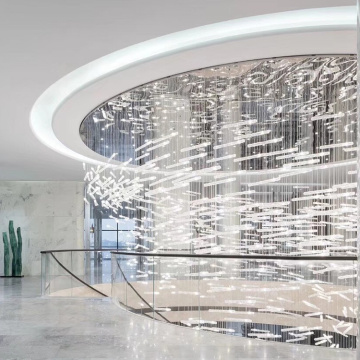 Shopping mall cylindrical crystal chandelier light