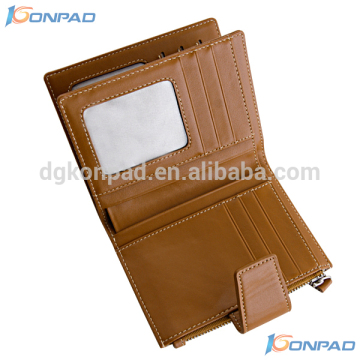 Leather credit card wallet with electromagnetic shielding material for card slot