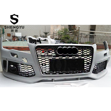Bumper muka depan kereta dengan gril dan bibir untuk peningkatan gaya Audi A7 2012-2015 RS7