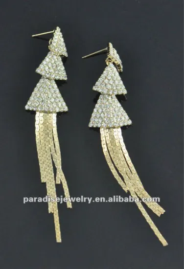 Tree shape rhinestone dangle earrings