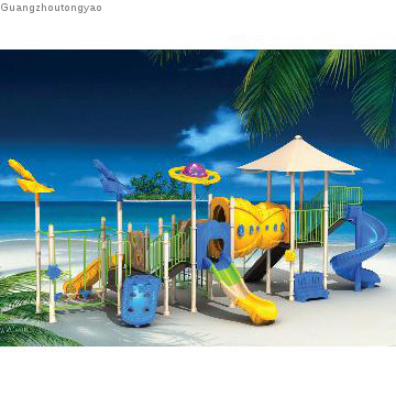 Large plastic slide outdoor playground