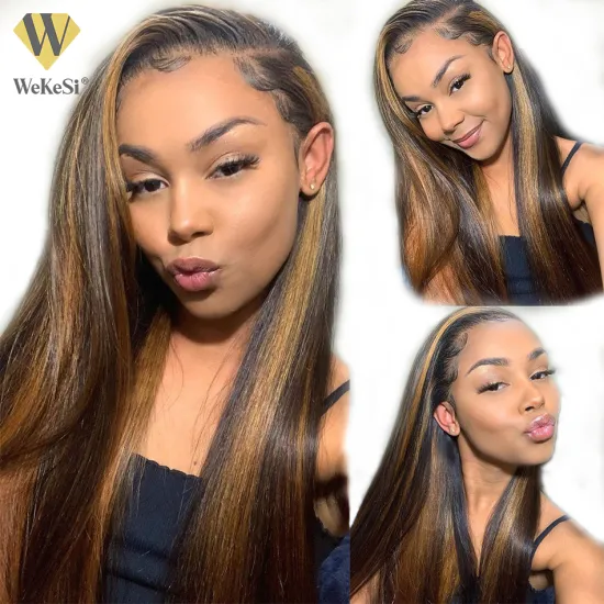 Brazilian Hair Lace Front Human Hair Wigs With Highlight 1bT27 1bT30 1bT99j Ombre Color Hair Lace Closure Wig