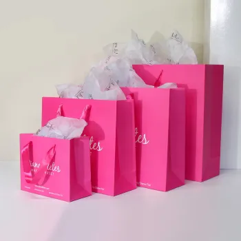 Custom Luxury Clothing Packaging: Pink Gift Bags, Paper Shopping Bags with Handles for Clothes