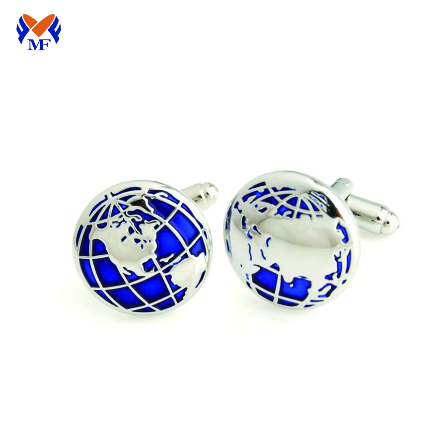 Metal plain tellurion cufflink for man blue