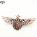 Badge d&#39;épingle des ailes pilotes en bronze personnalisé en métal