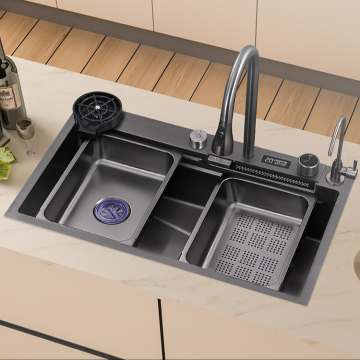 Smart Sink Faucet with Drain and Dish Rack