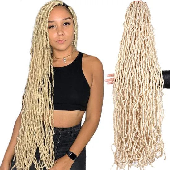 Soft New Faux Locs 36inch Super Long Goddess Locs Crochet Hair Natural Pre Looped Natural Crochet Braid Curly Wave Braiding