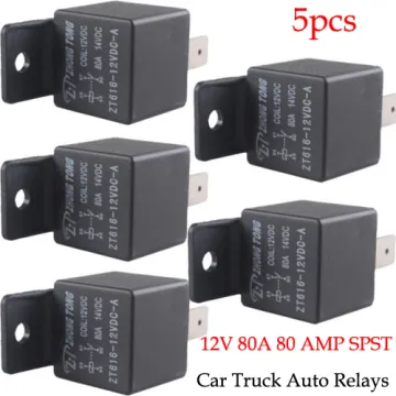5pcs Black Car Truck Auto Heavy 12V 80A 80 AMP SPST Relay Relays 4 Pin 4P