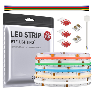 BTF Lighting FCOB 6 pinos RGBCCT Luz de tira de LED flexível
