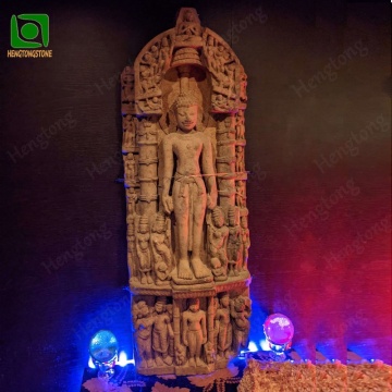 Antique Temple Religious Sandstone Buddha Relief Sculpture
