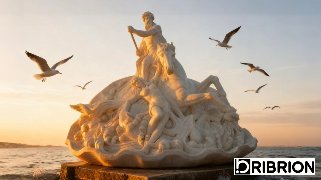 Seaside Stone Horse Rider Statue