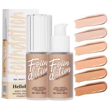 6 Colors Korean Creamy Face Foundation with Concealer, Full Coverage, Waterproof Liquid Makeup